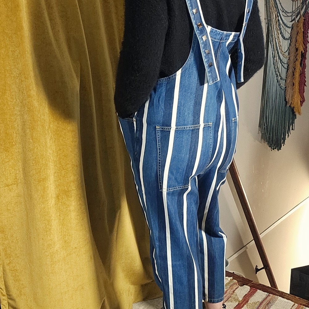 Blue and White Striped Jumpsuit - Picture 11 of 12